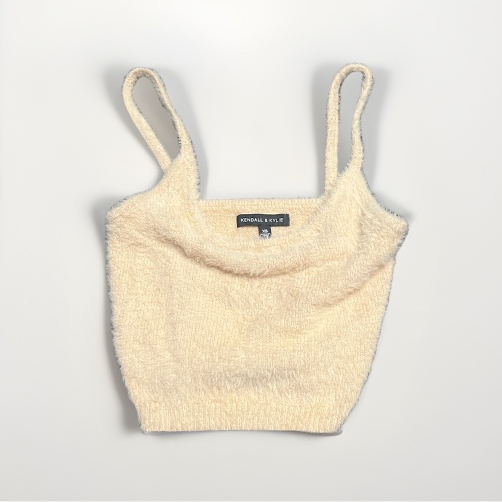 Kendall & Kylie Soft Cream Fuzzy Tank Top